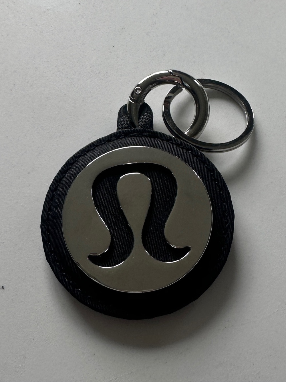 lululemon athletica Black and Silver Logo Keychain